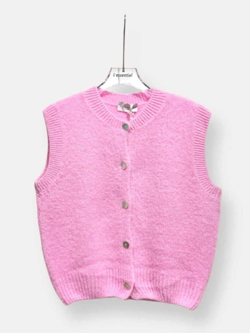 Lila button tank - Candy Pink