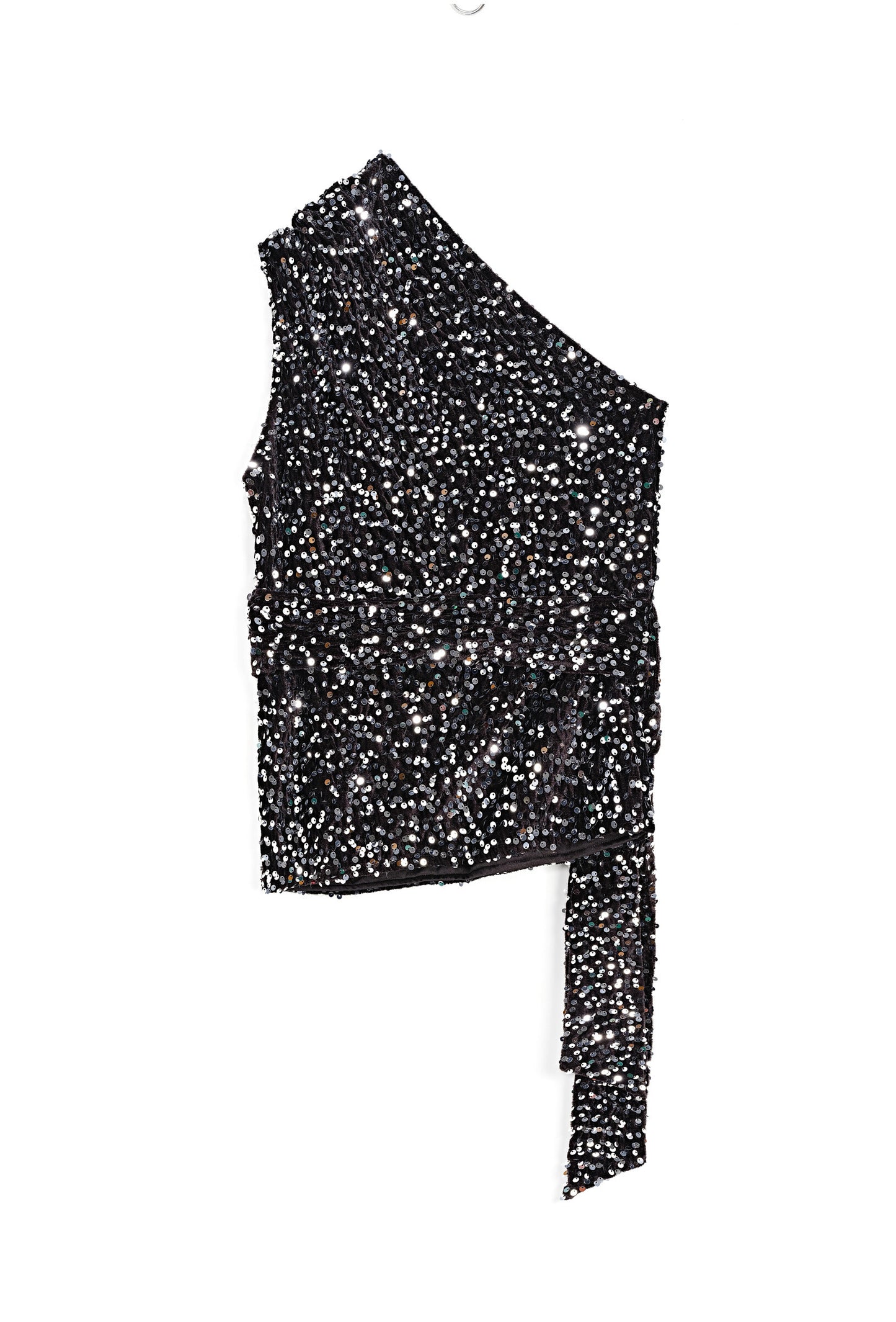 Neptune sequin one shoulder top - Black / Silver
