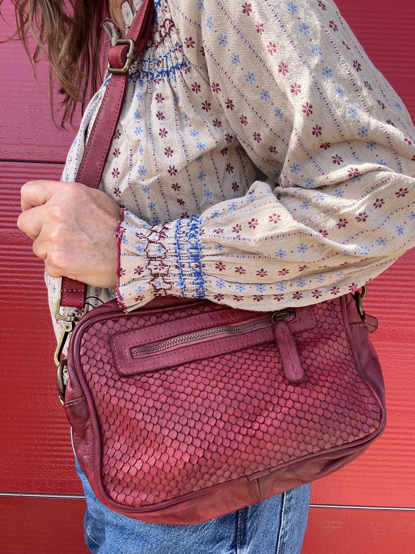 Dahlia red leather bag