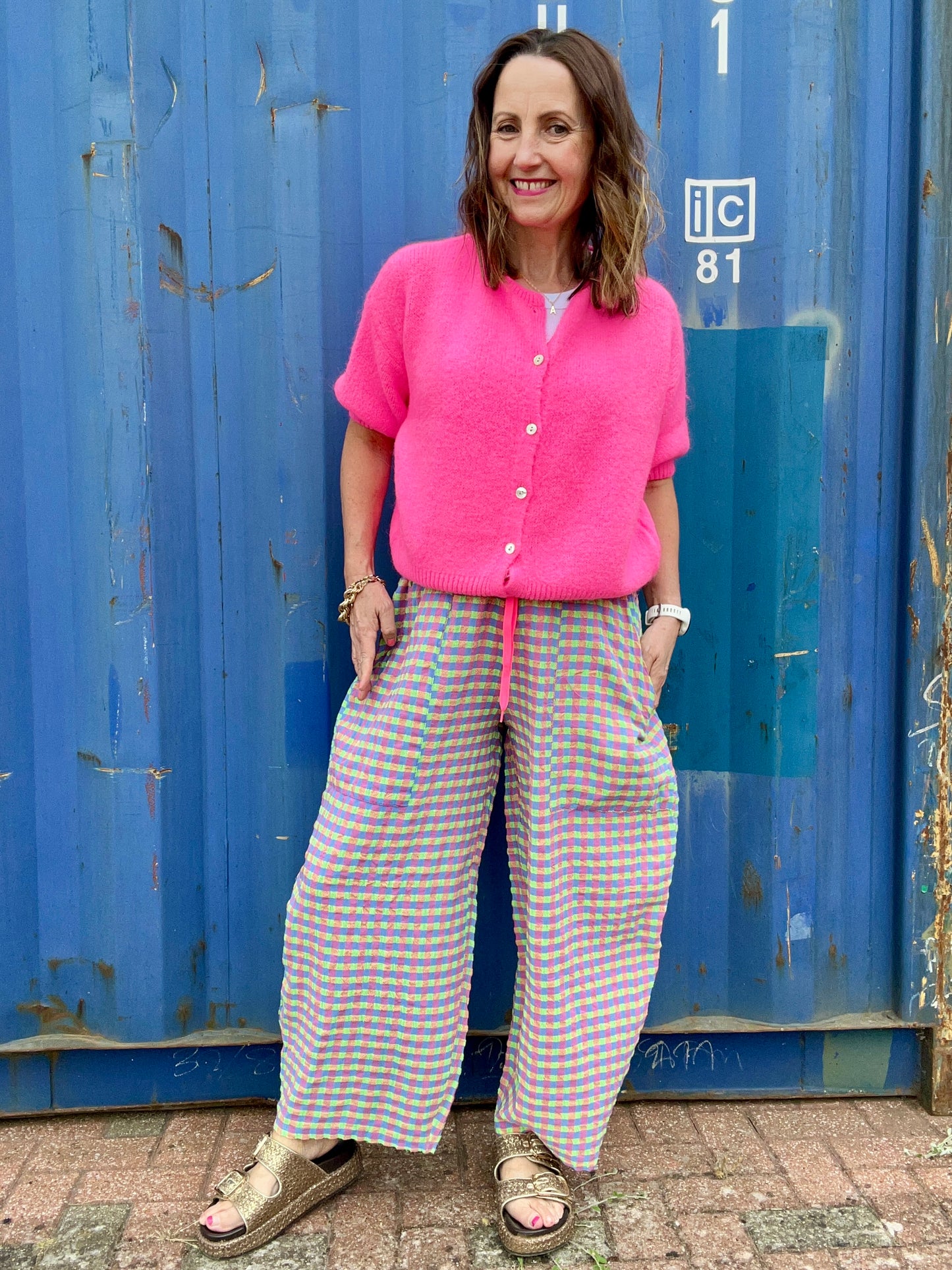 Riva relaxed trousers - Blue/Pink