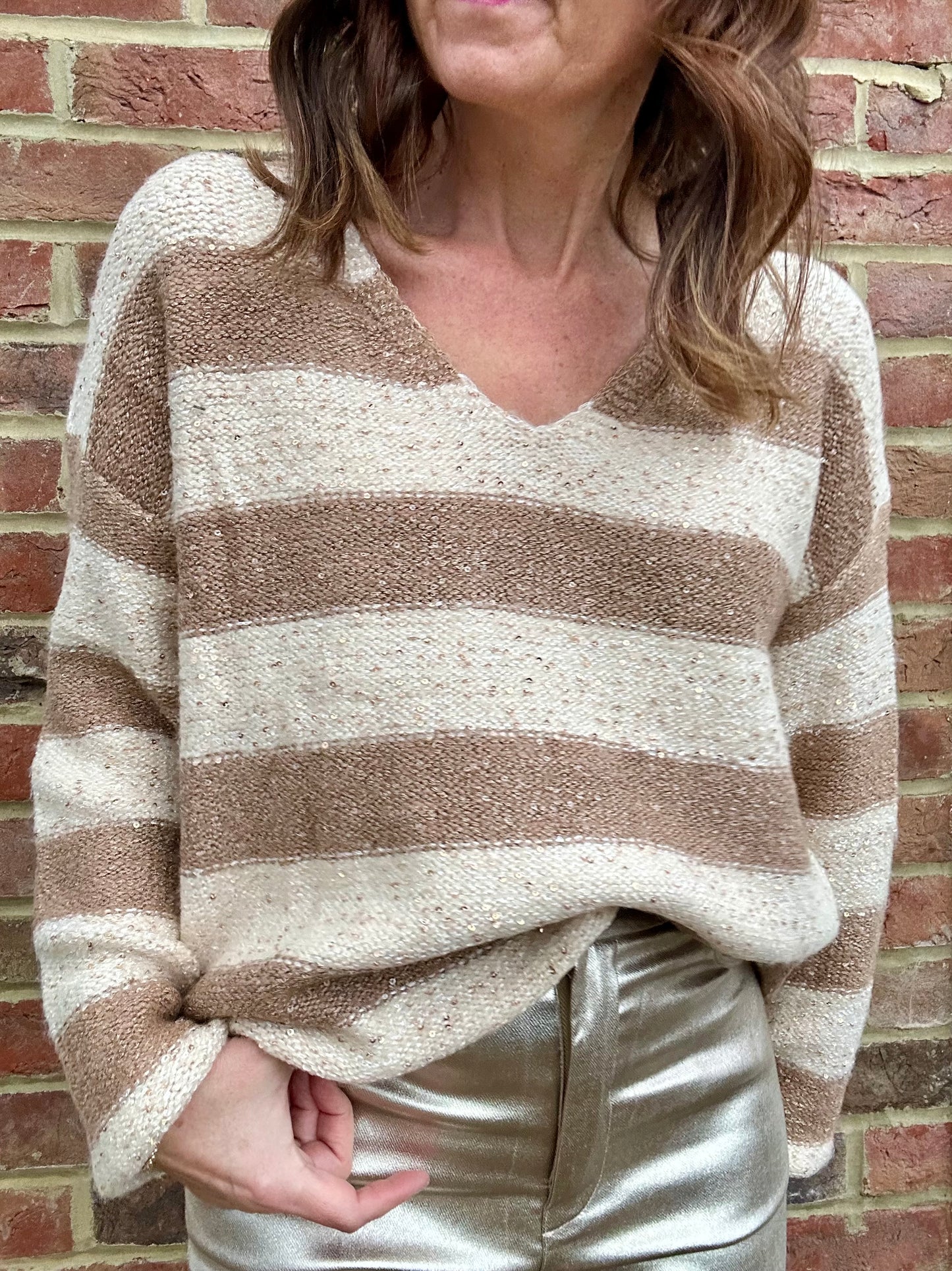 Paula stripe sweater - Camel