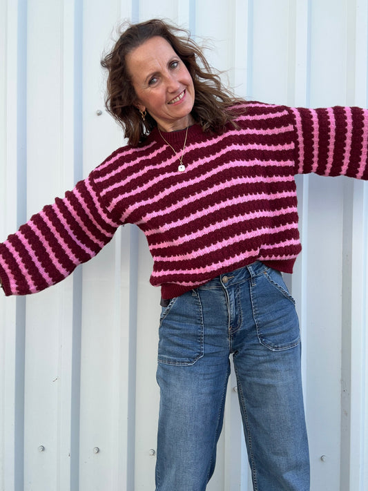 Sienna striped sweater - Plum / Pink