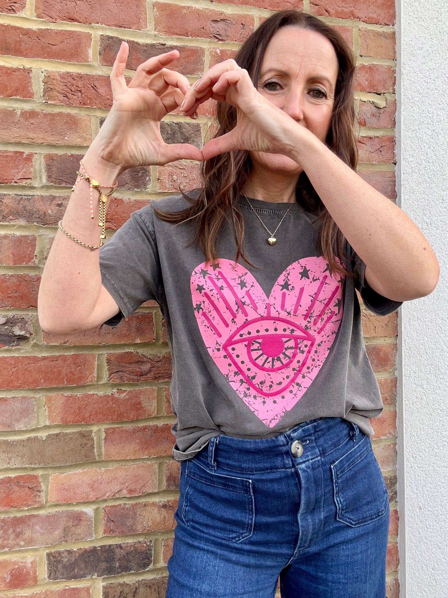 Glitter Heart T-Shirt - Grey