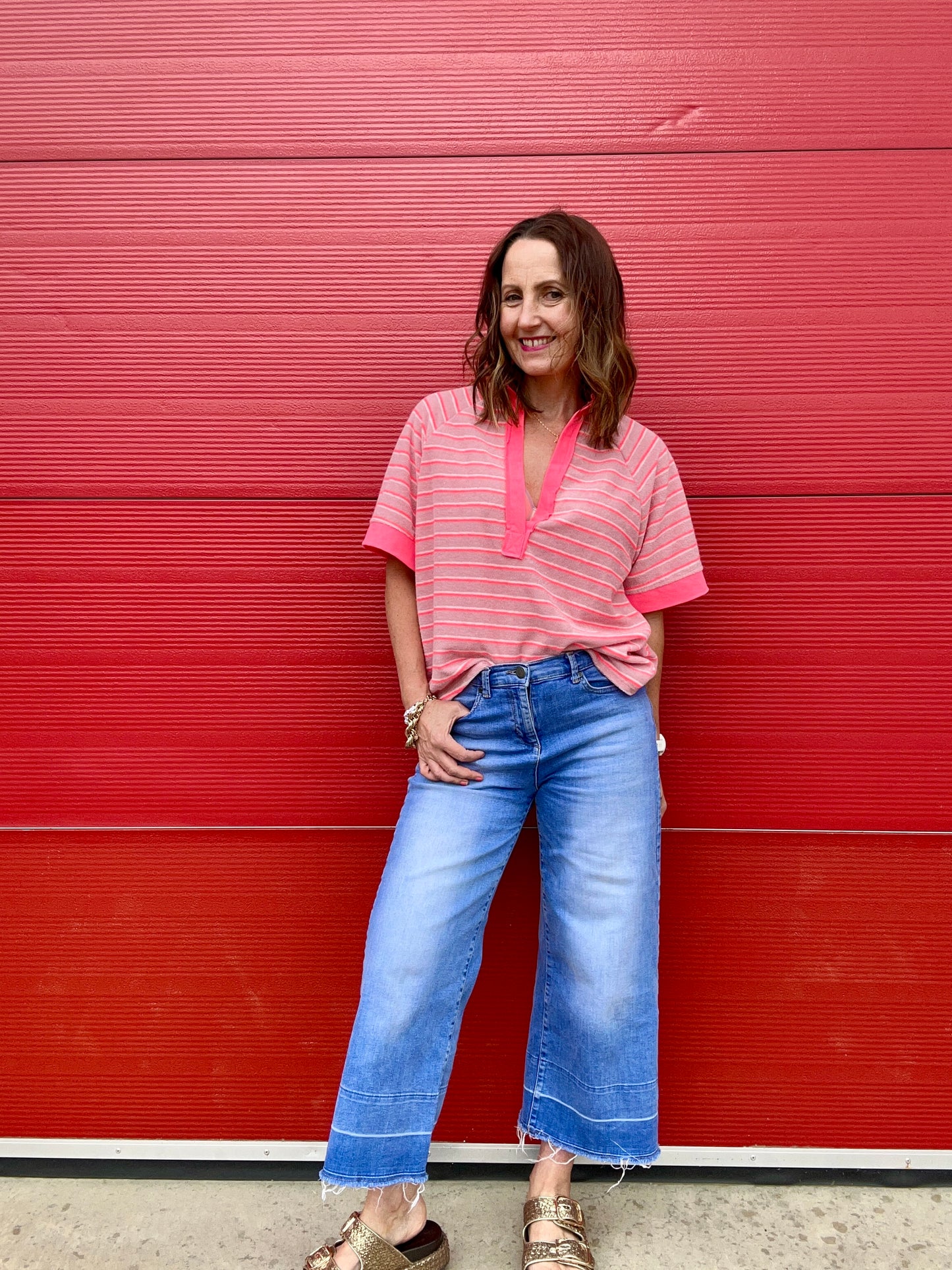 Bobby sporty stripe top - Pink