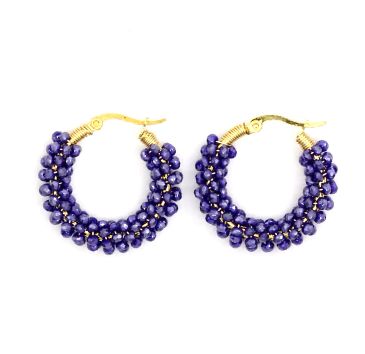 Augusta Beaded Hoops - Navy