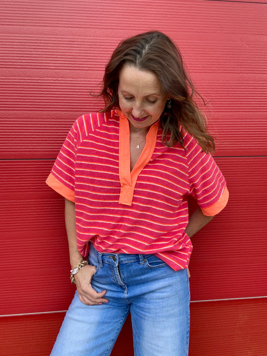Bobby sporty stripe top - Orange