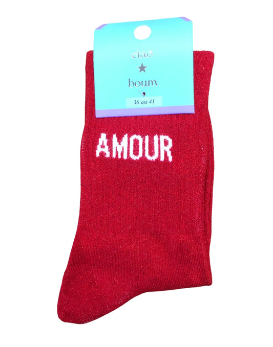 Glitter Amour socks - Red
