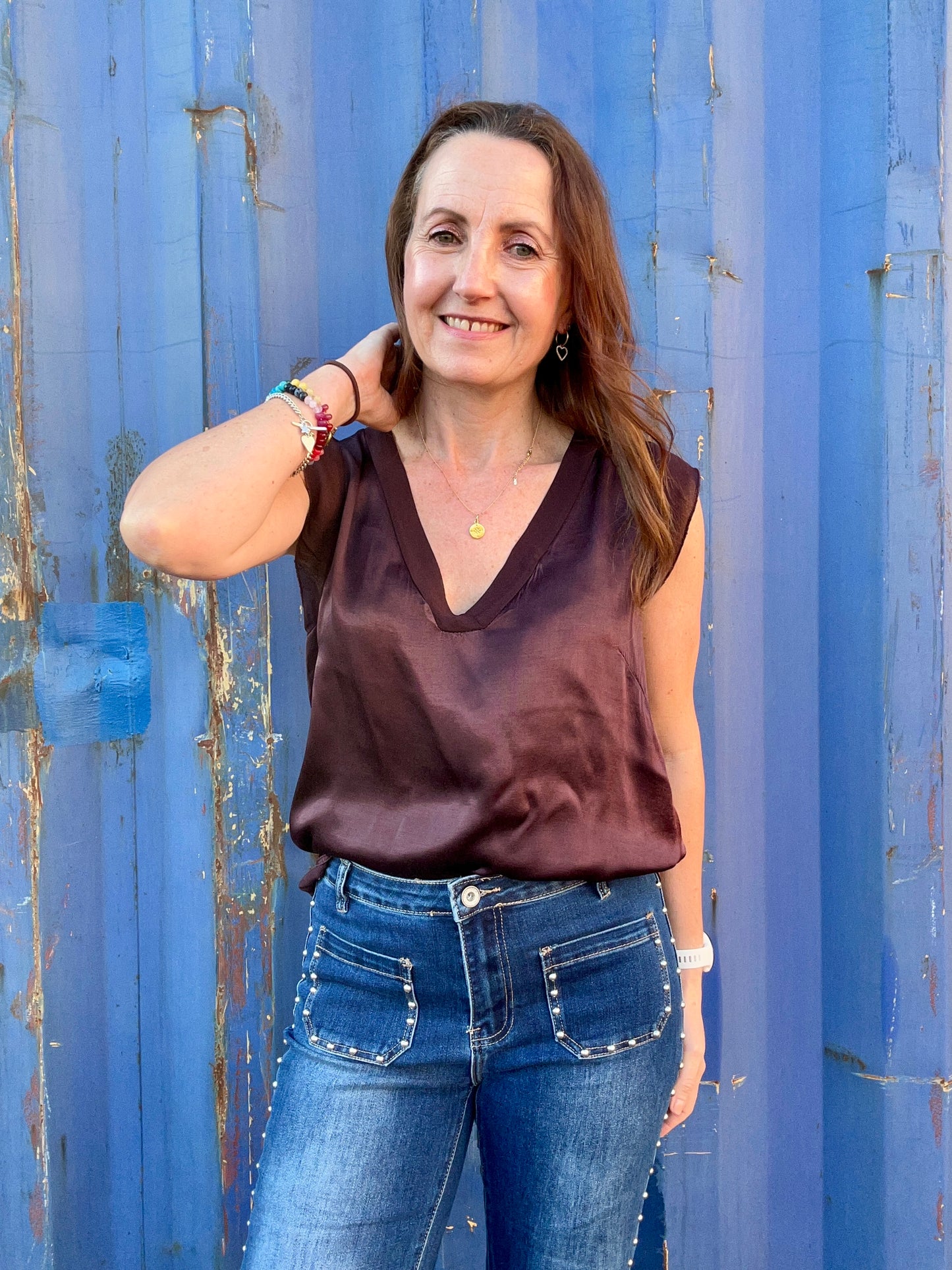 Esmerelda satin top - Plum