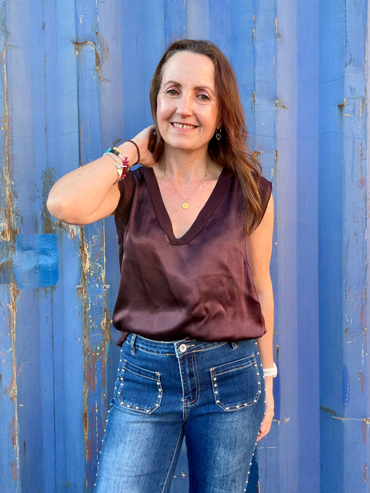Esmerelda satin top - Plum