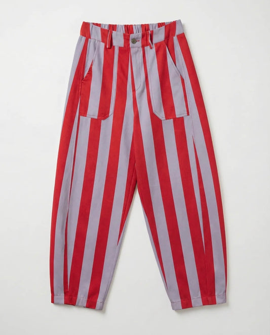 Andie striped barrel leg jeans - Red / Lilac