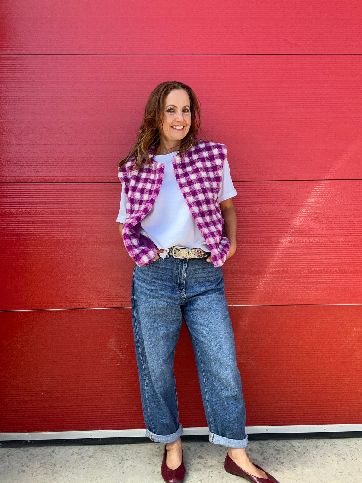 Indy checked gilet - Mauve