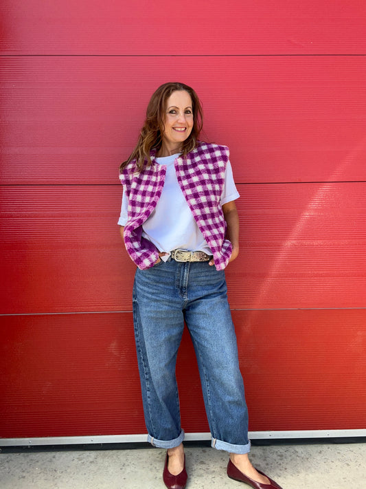 Indy checked gilet - Mauve