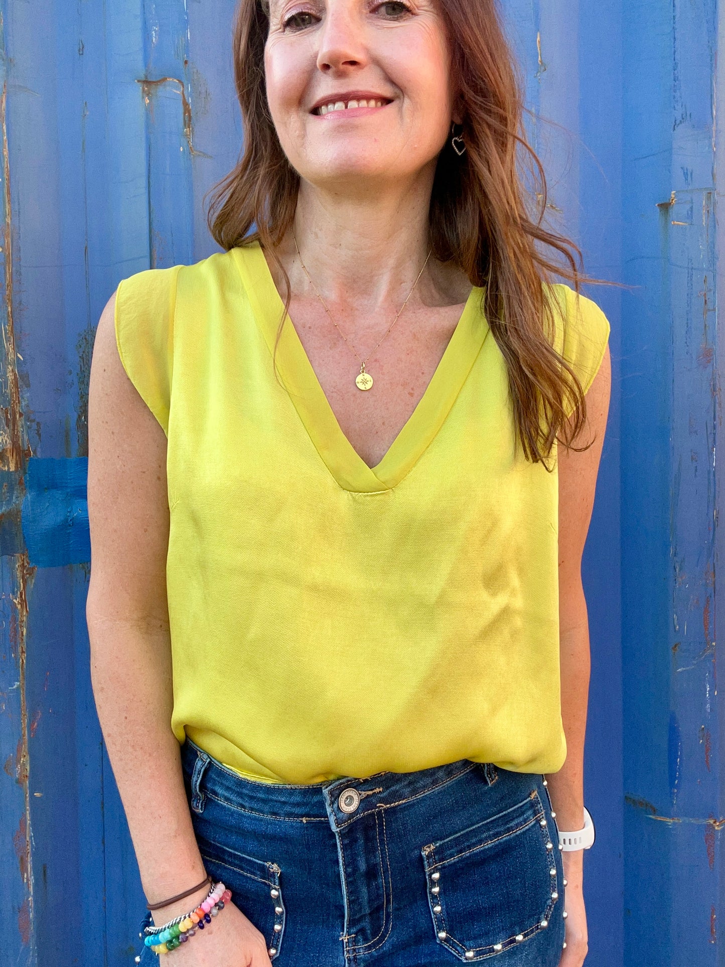 Esmerelda satin top - Citron