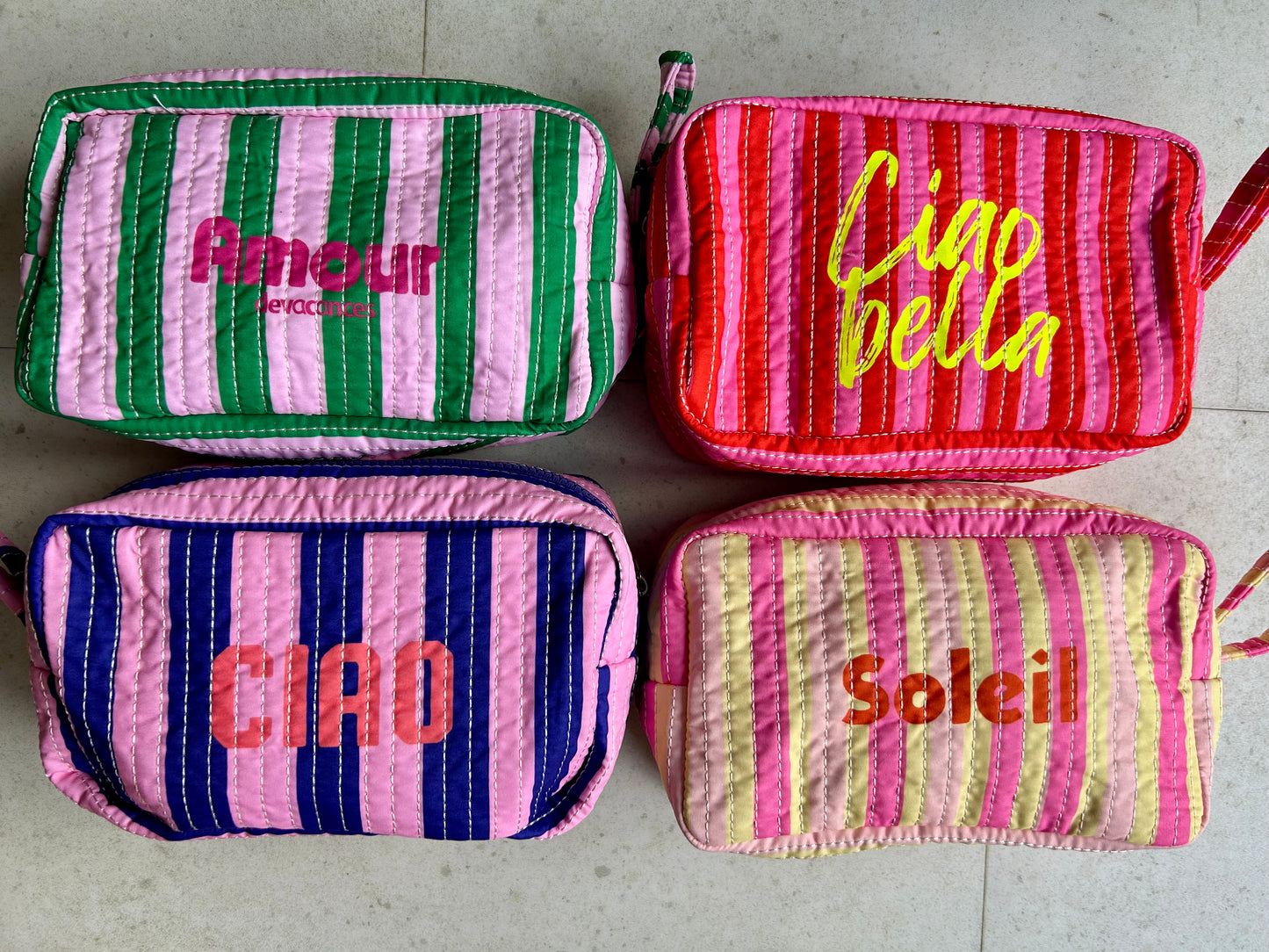 Mitzy stripe make-up bag - Soleil