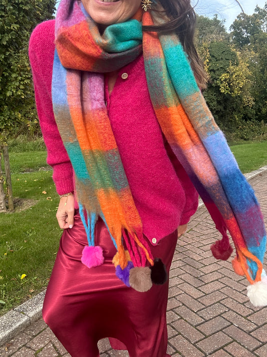 Pompom fun scarf - Brights