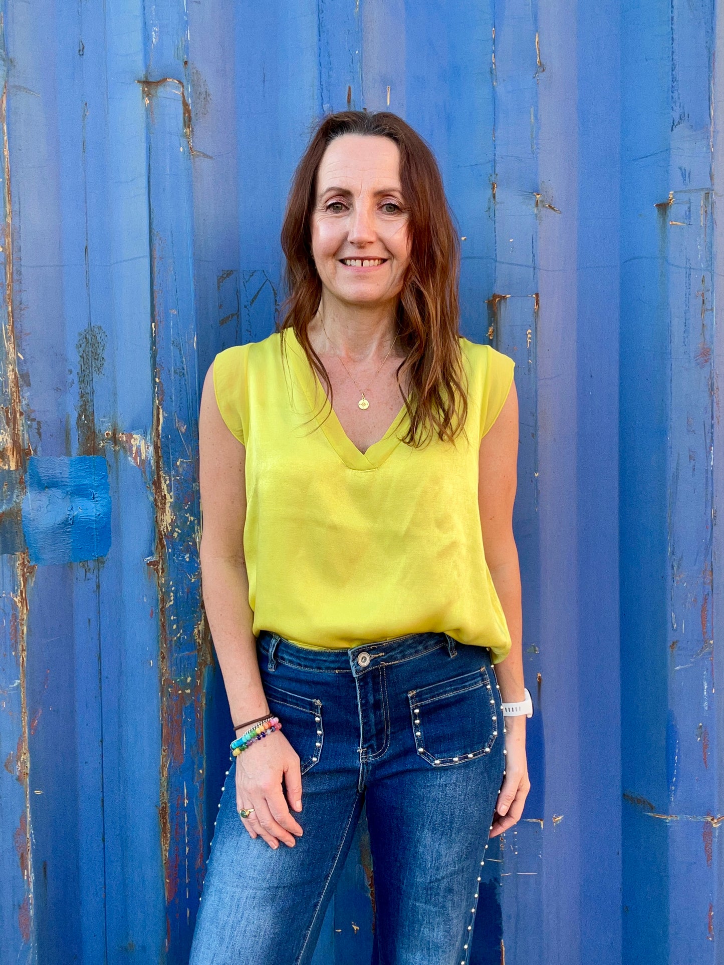 Esmerelda satin top - Citron