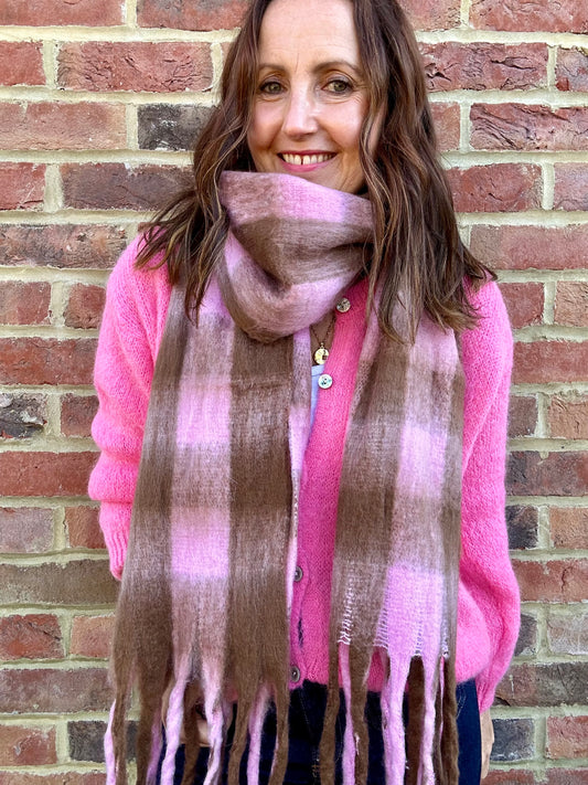 Wonder checked scarf - Pink / Brown