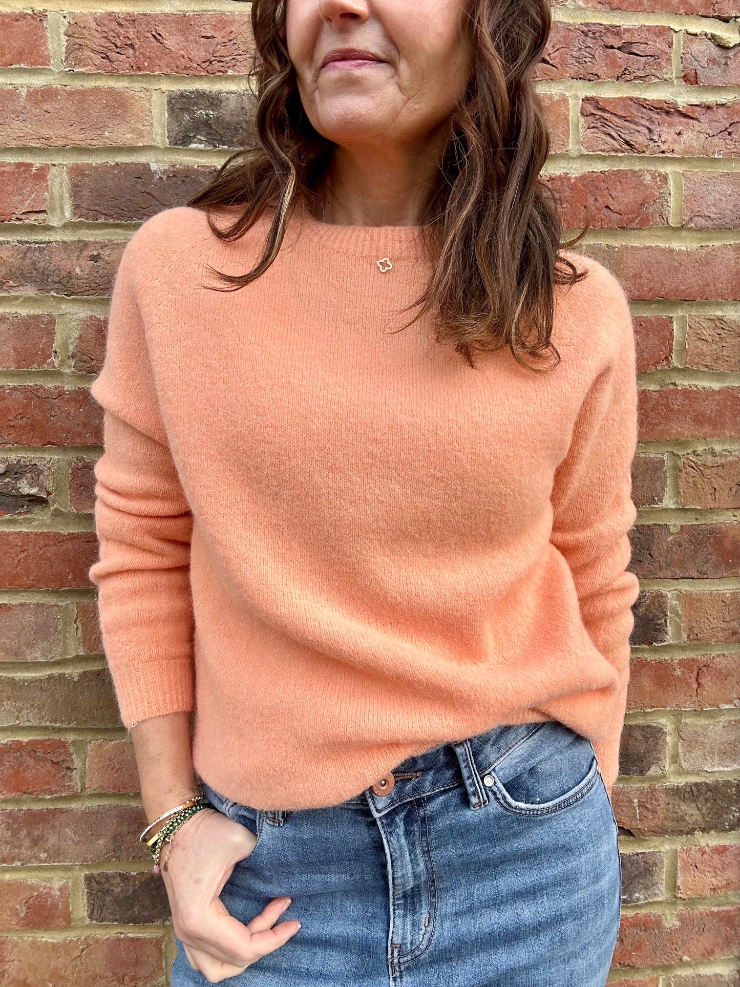 Pippa round neck sweater - Peach melba