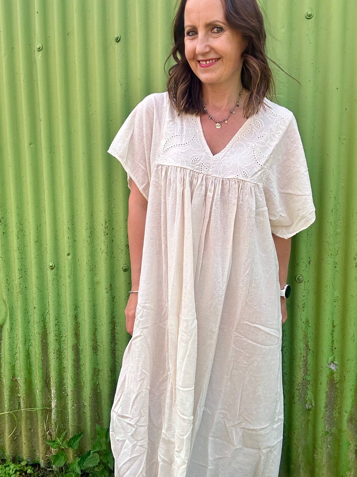 Dusty linen mix dress - Butter