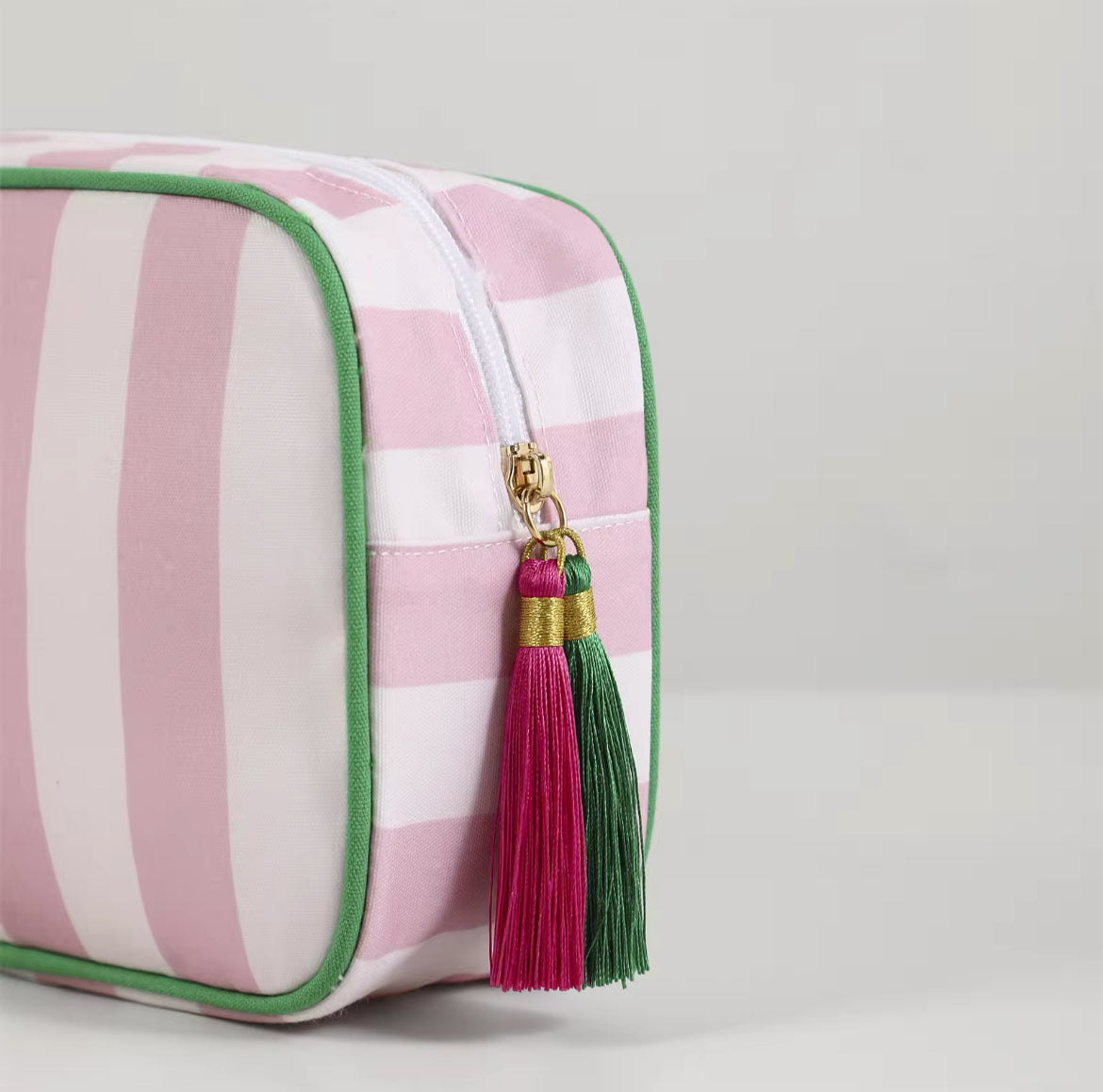 Tiggy stripe washbag - Pink / Green