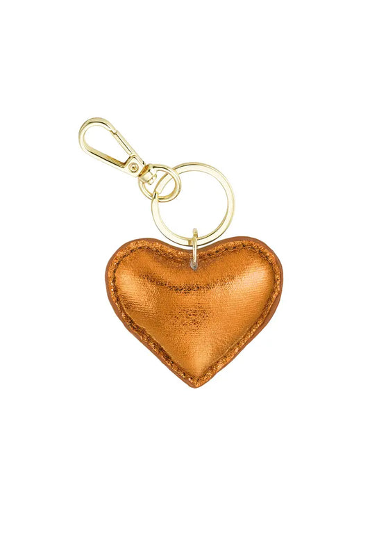 Metallic heart key ring / bag charm - Orange