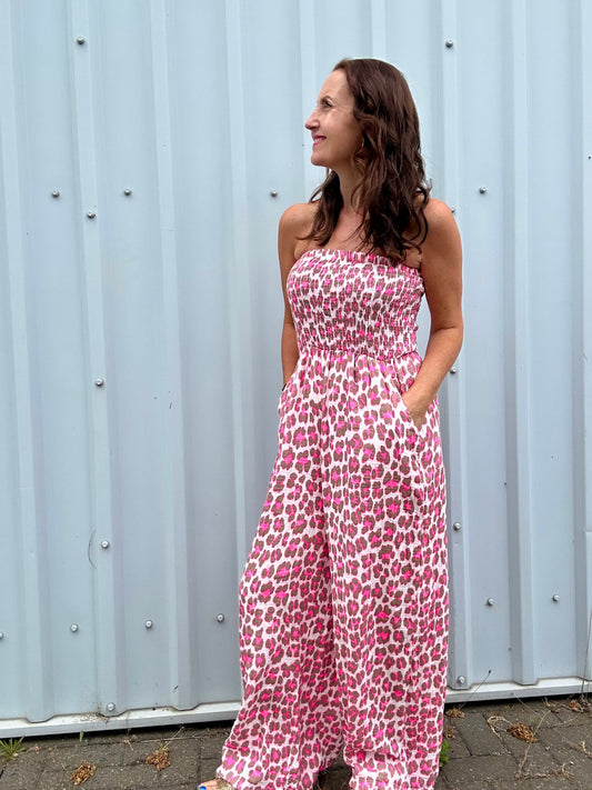 Dee leopard jumpsuit - Pink / Beige