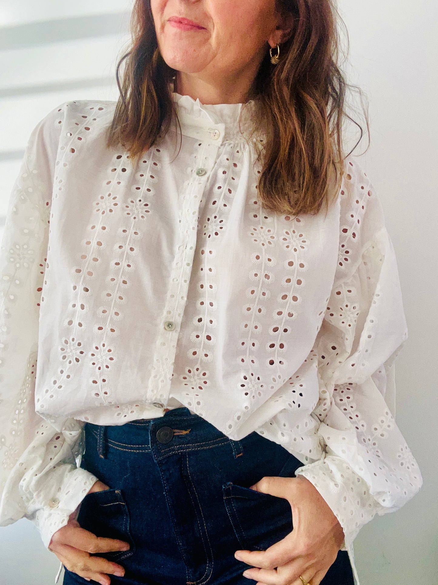 Ottilie broderie cotton blouse