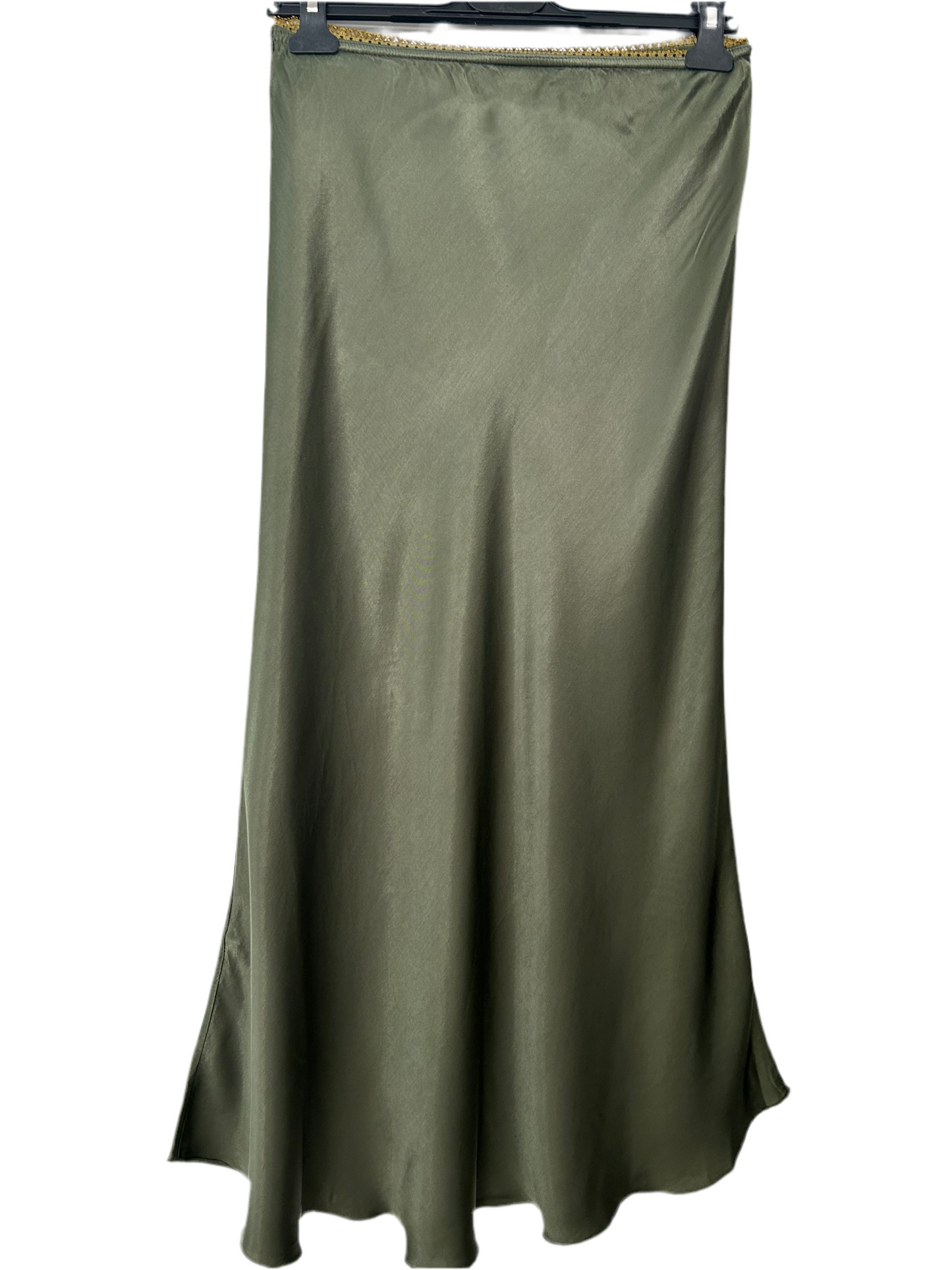 Darcy Satin Slip Skirt - Khaki