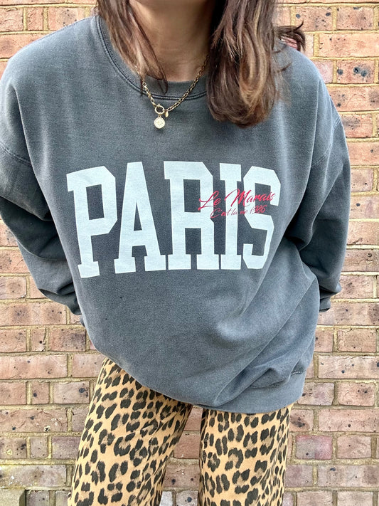 Vintage wash Paris sweatshirt - Grey