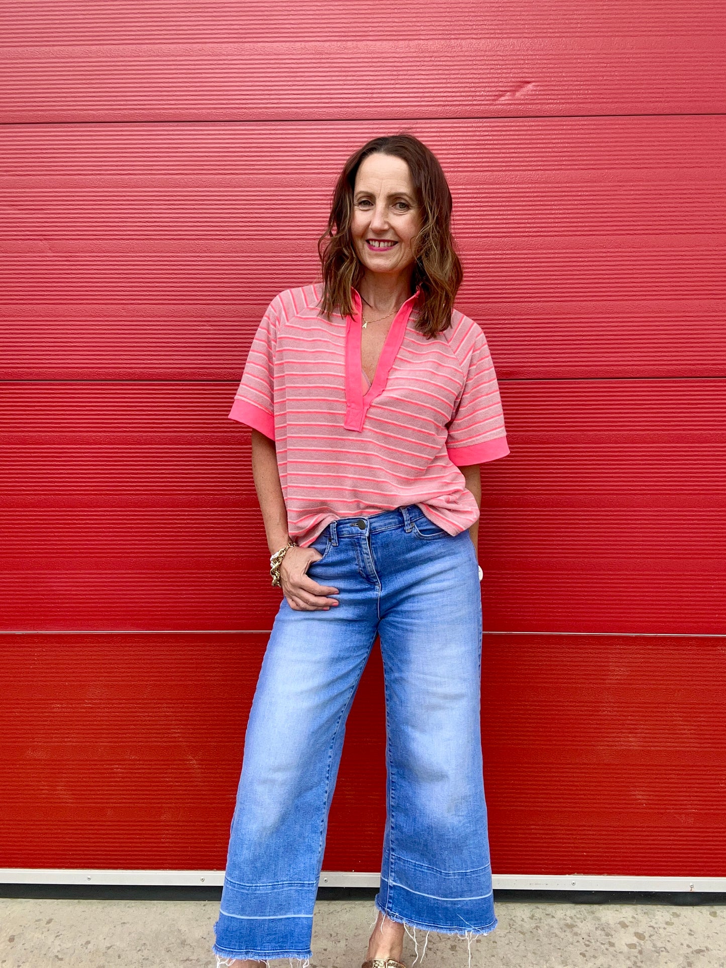 Bobby sporty stripe top - Pink