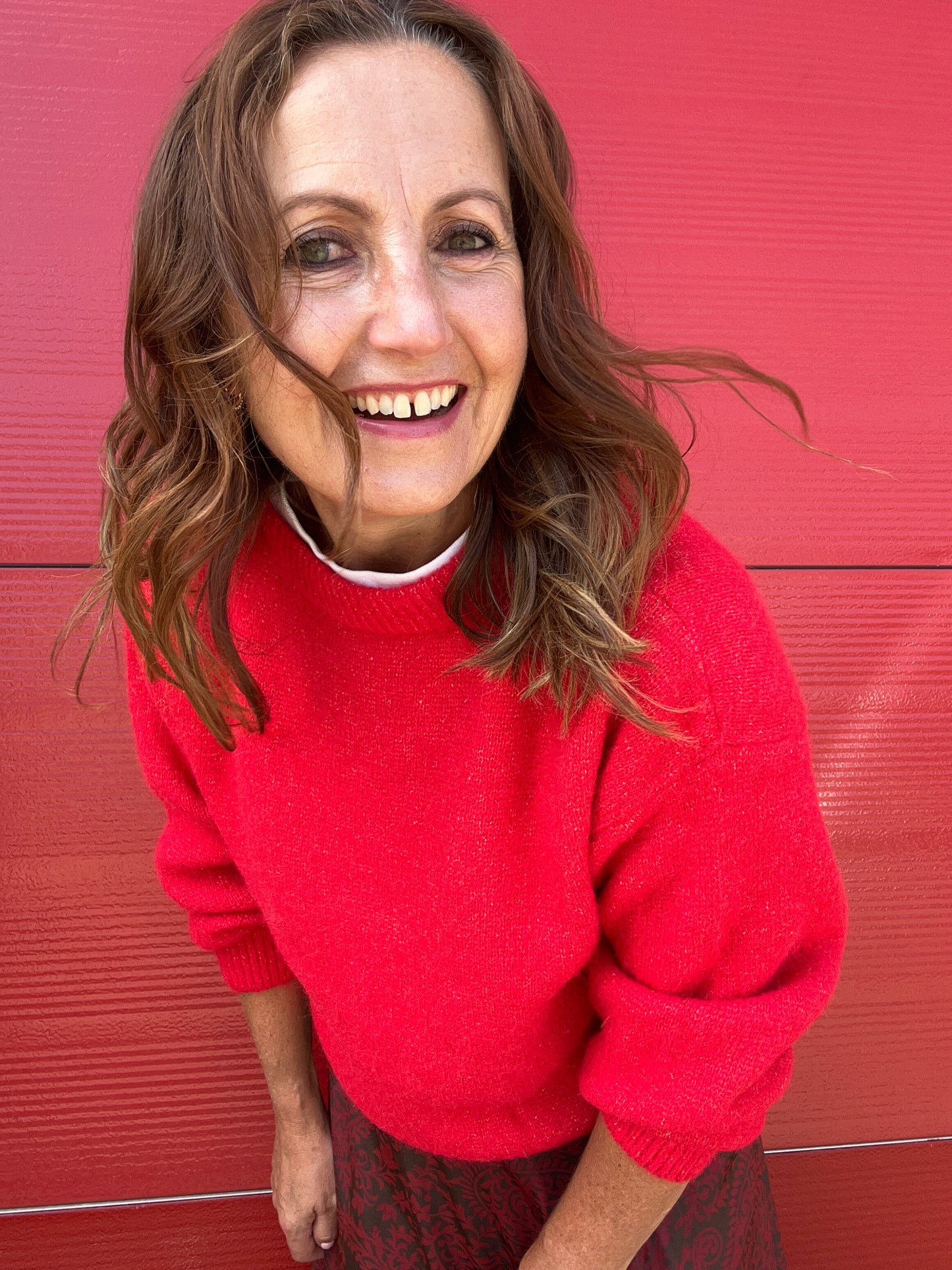 Mae round neck sweater - Red
