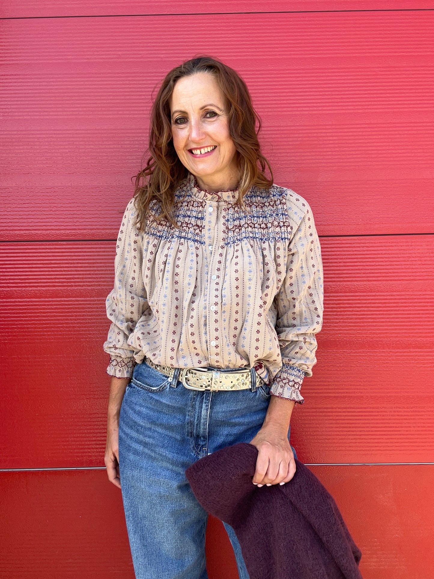 Olive embroidered blouse
