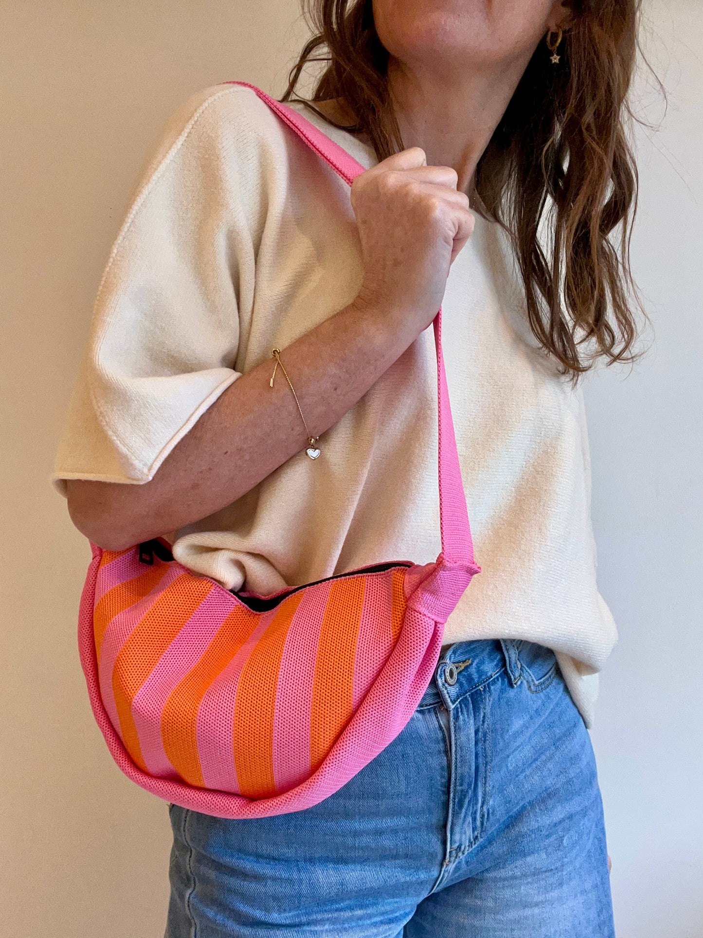 Kanga striped pouch bag - Pink / Orange