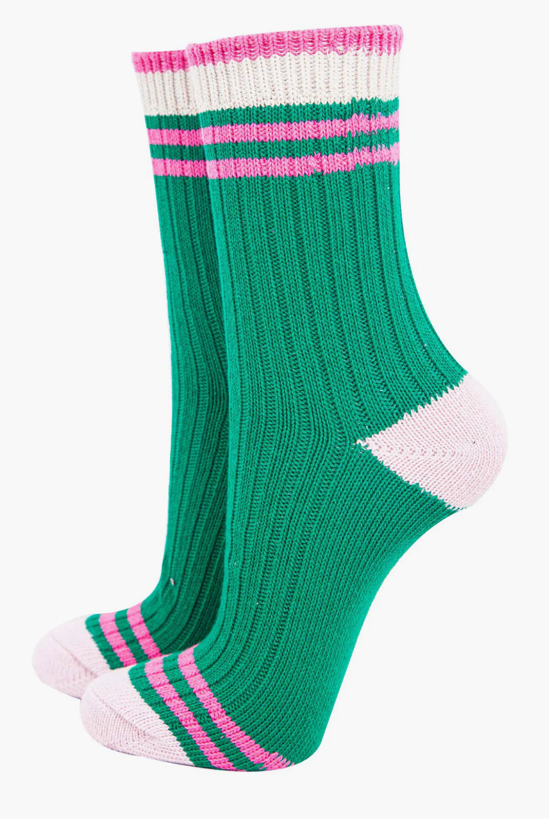 Cosy socks - Green / Pink / Cream