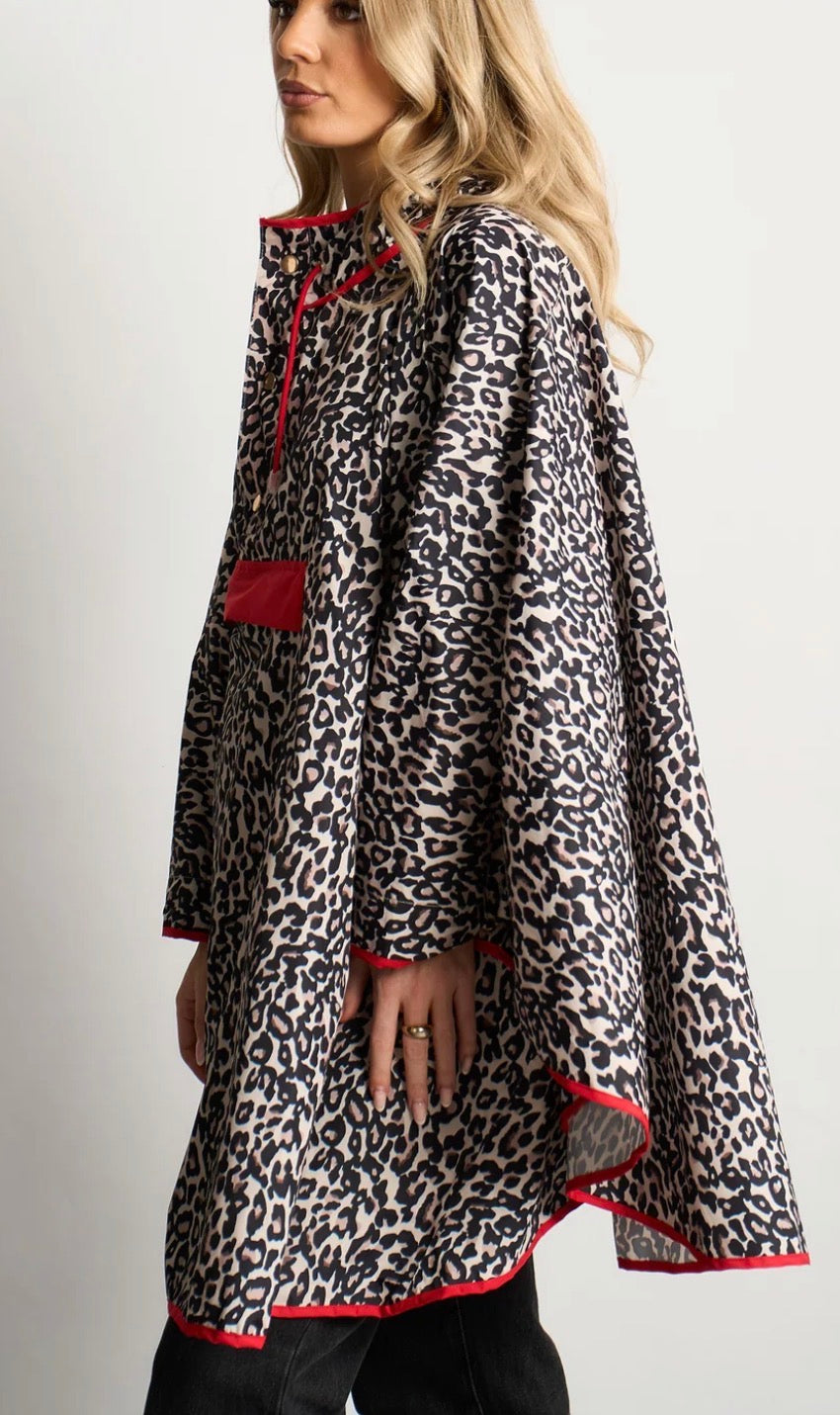 Anya leopard waterproof poncho