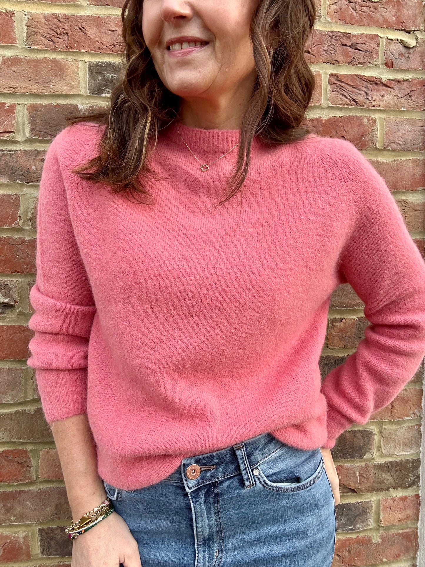 Pippa round neck sweater - Lobster pink