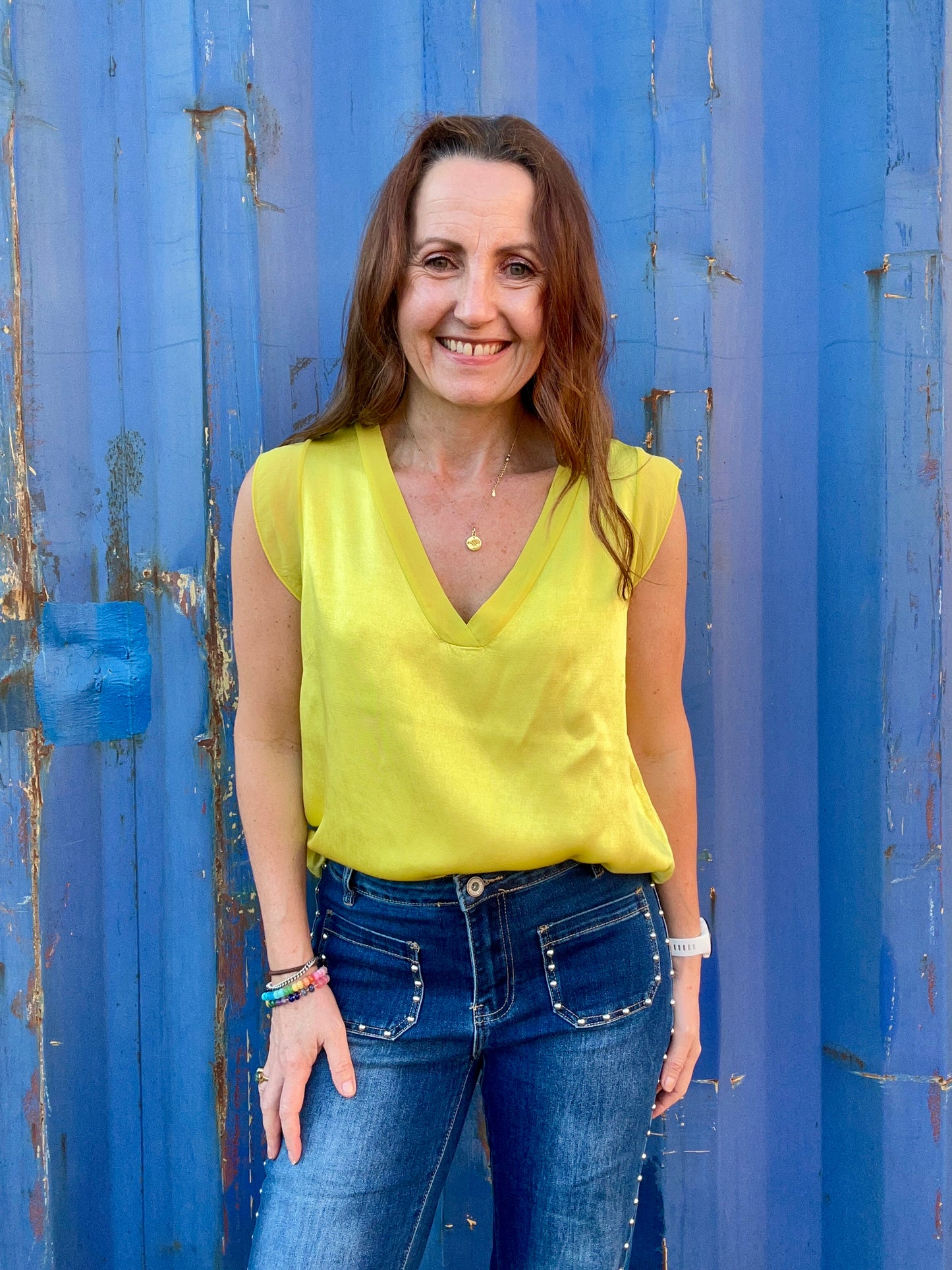 Esmerelda satin top - Citron