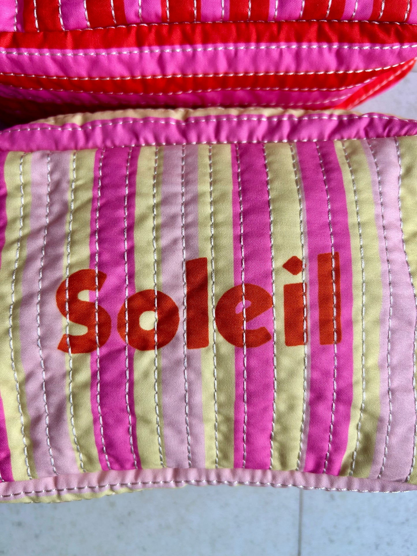 Mitzy stripe make-up bag - Soleil