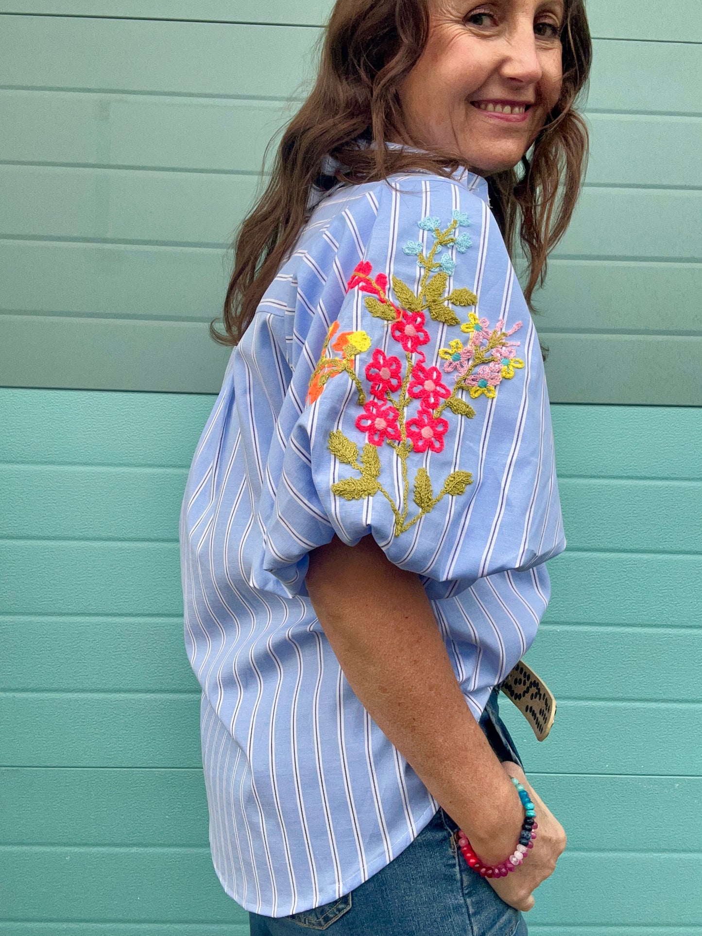 Neon blossoms blouse