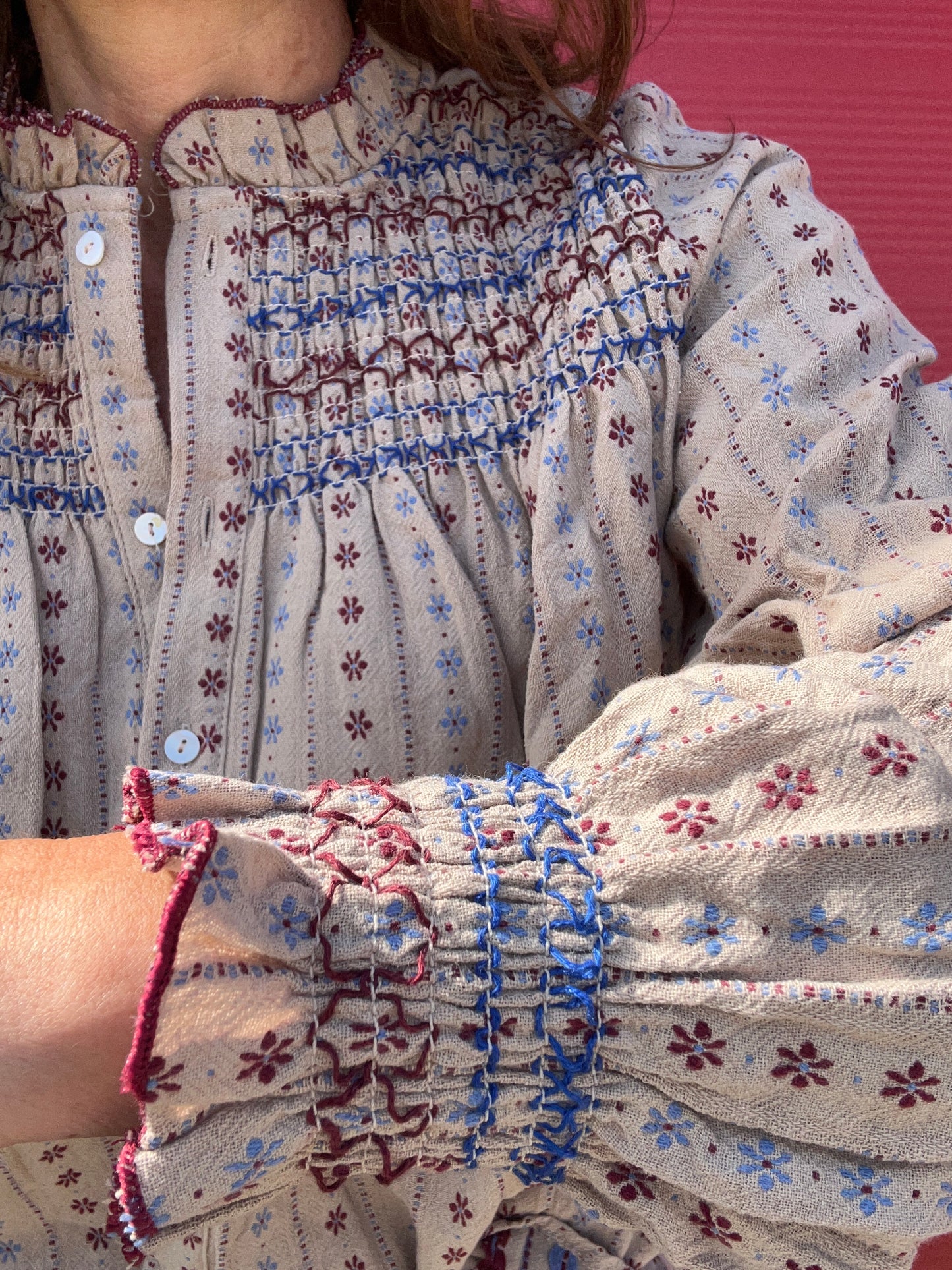 Olive embroidered blouse