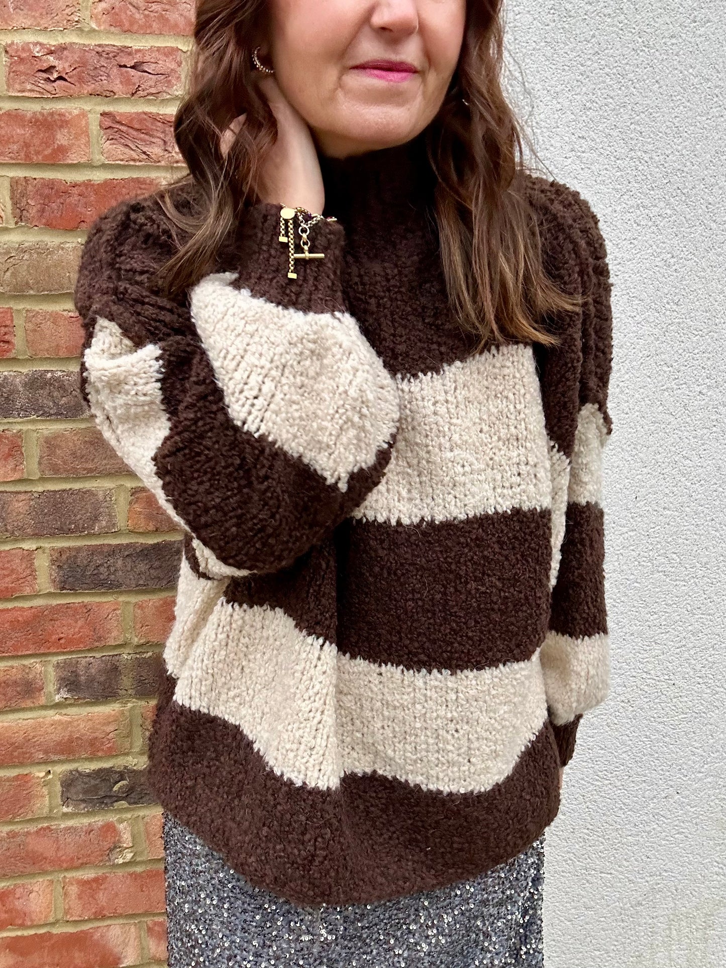 Helga stripe sweater - Chocolate