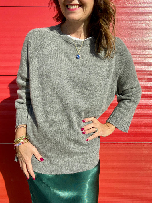 Una cashmere mix simple sweater - Grey