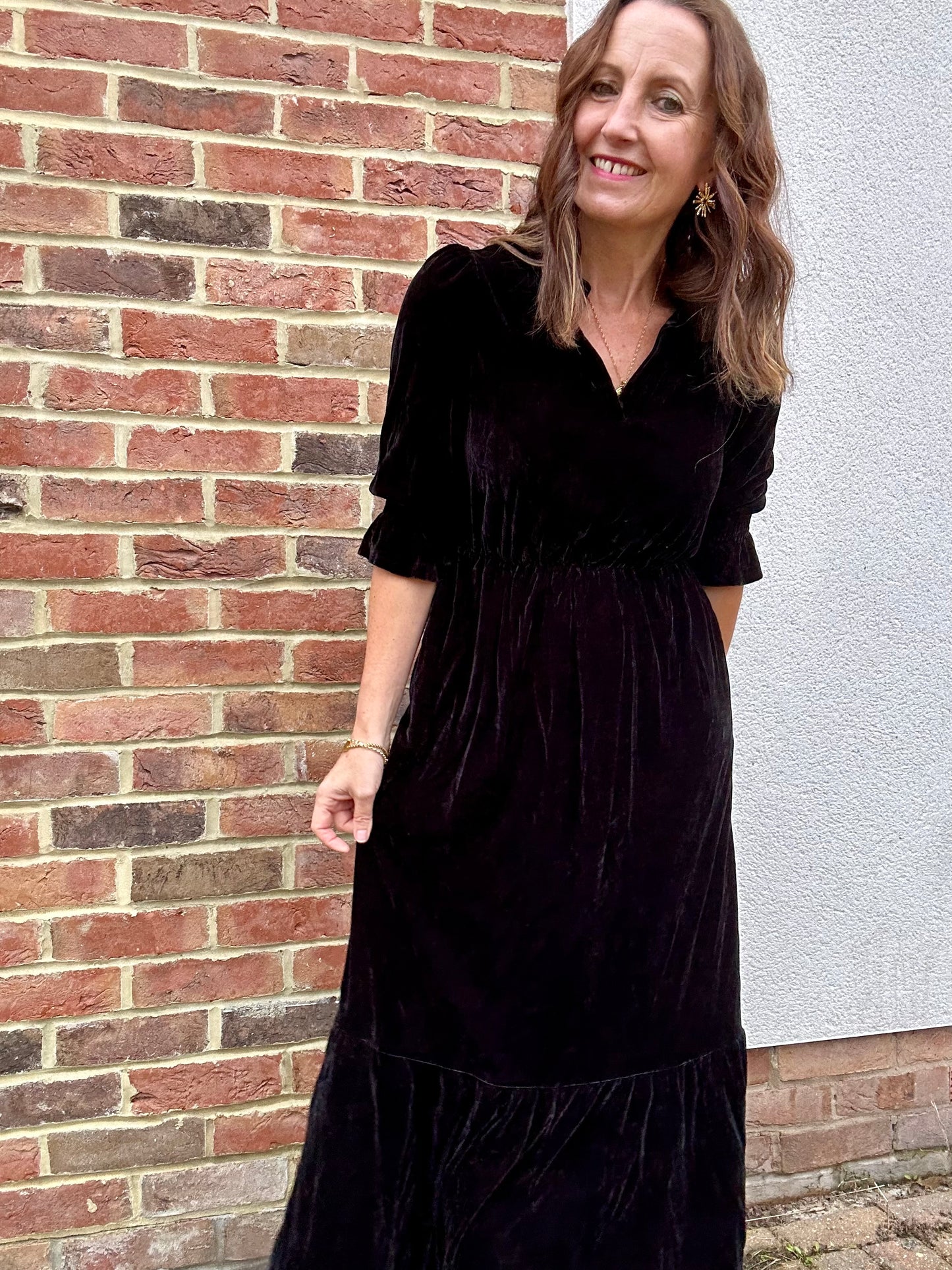 Heather Velvet Midi dress - Black