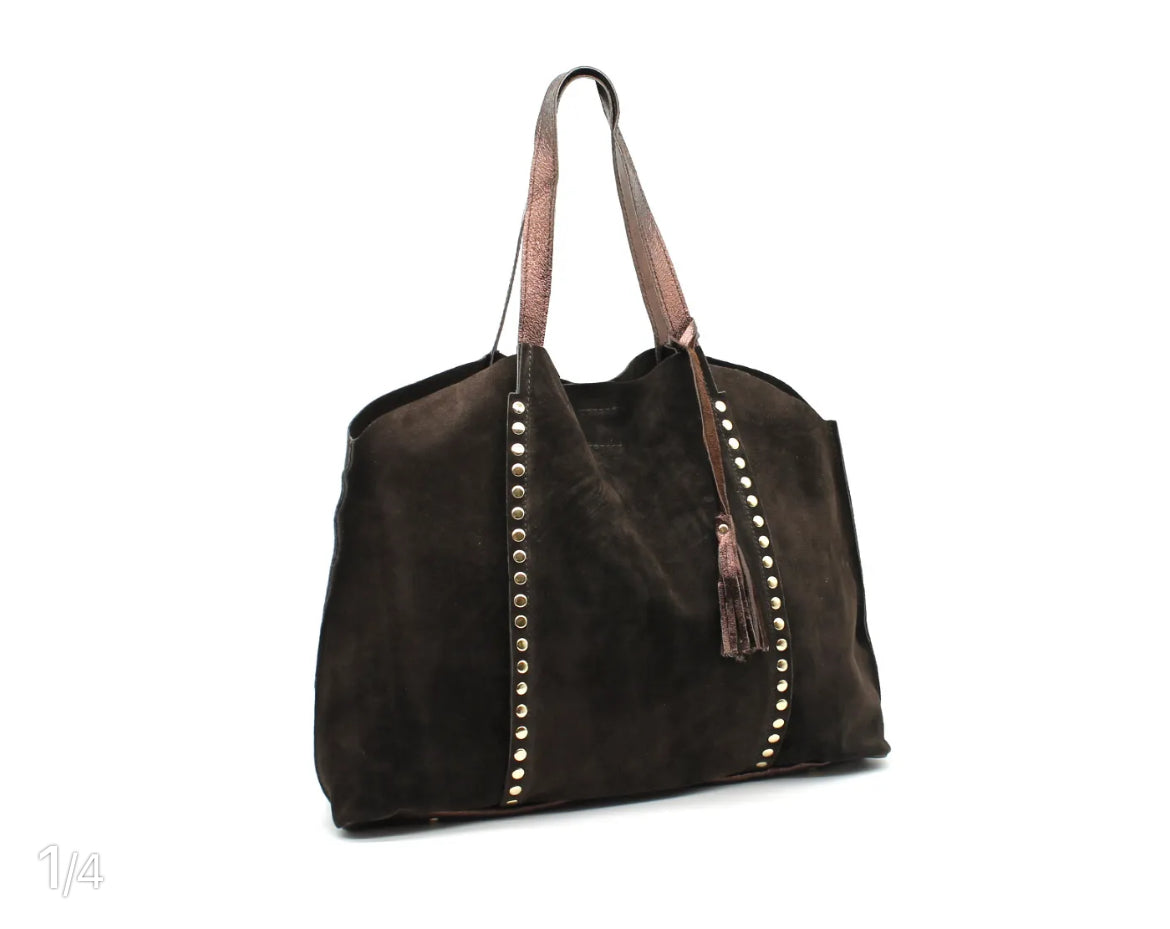 Astrid studded tote - Chocolate
