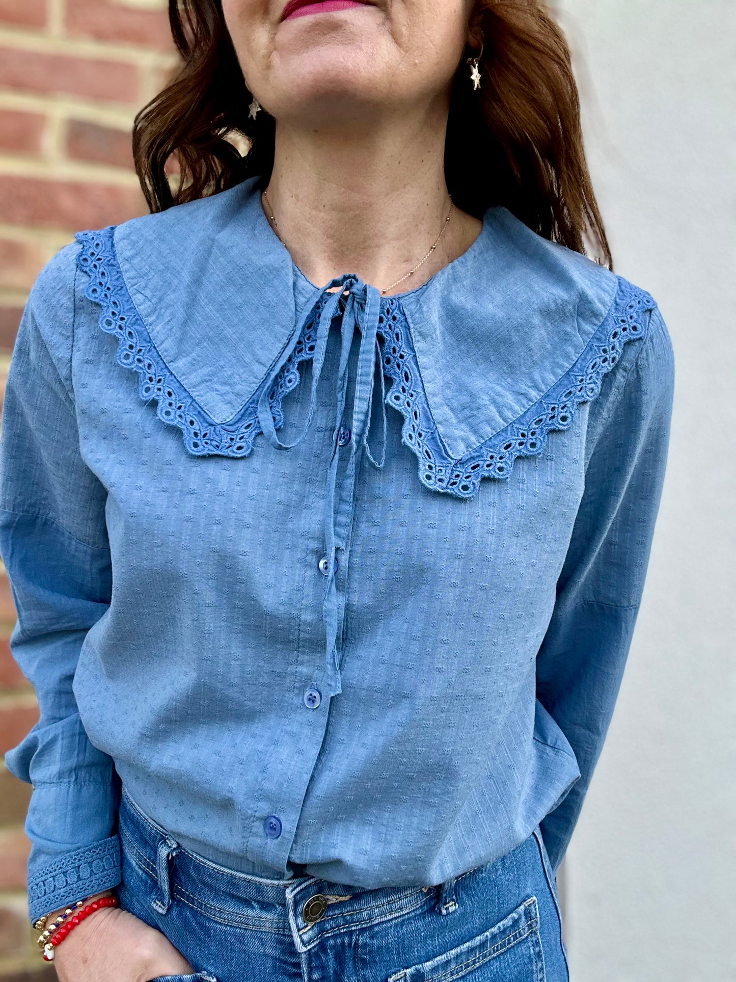 Zoe big collar blouse - Denim