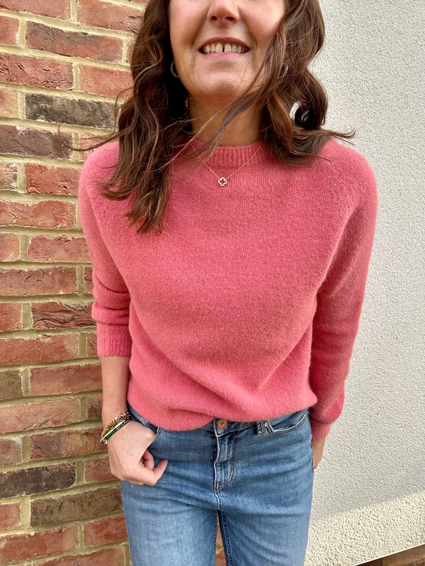 Pippa round neck sweater - Lobster pink