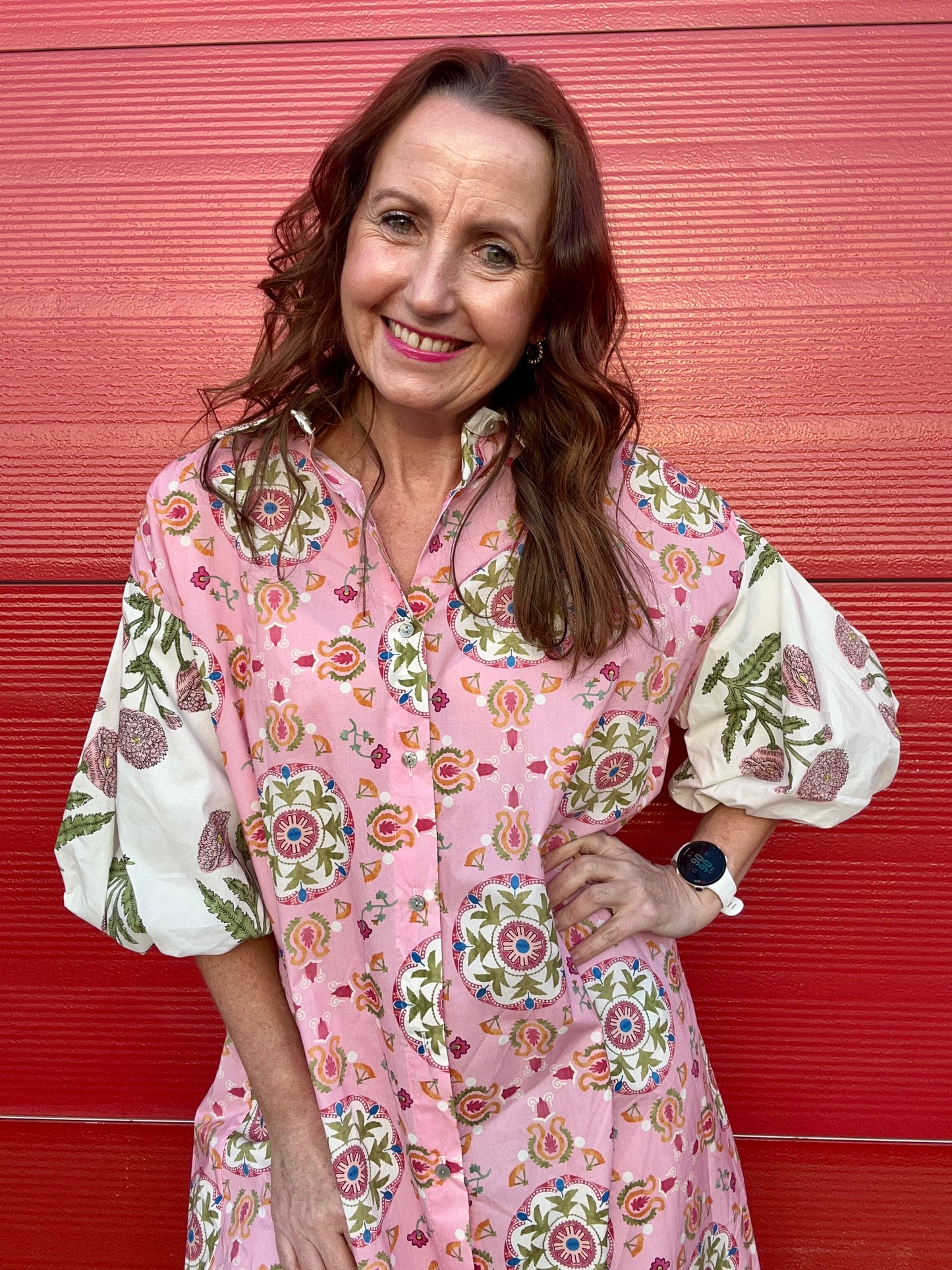 Cora floral shirt dress - Pink multi