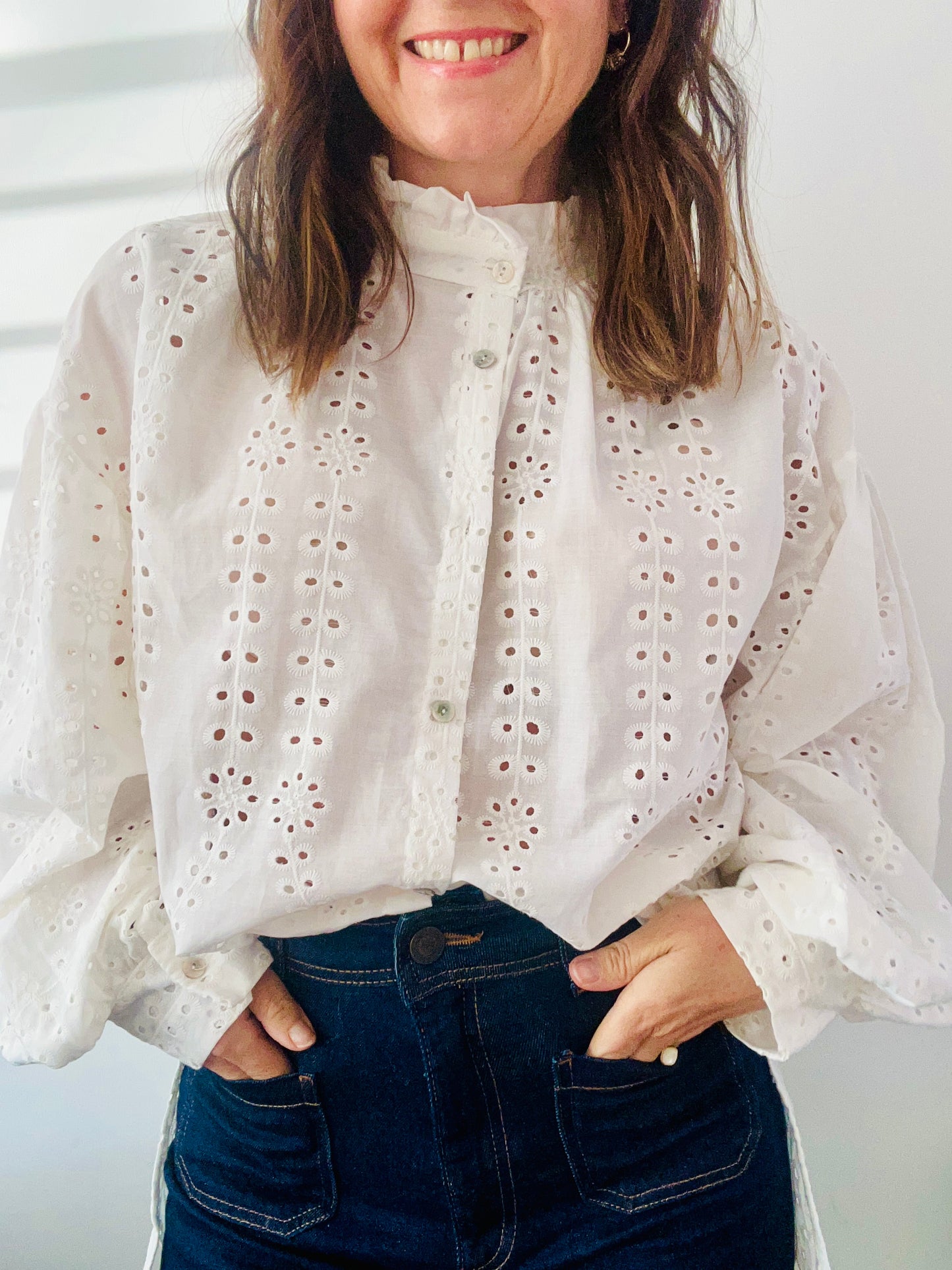 Ottilie broderie cotton blouse