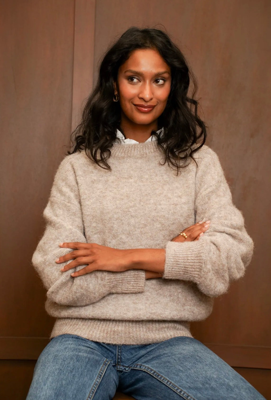 Mae round neck sweater - Beige