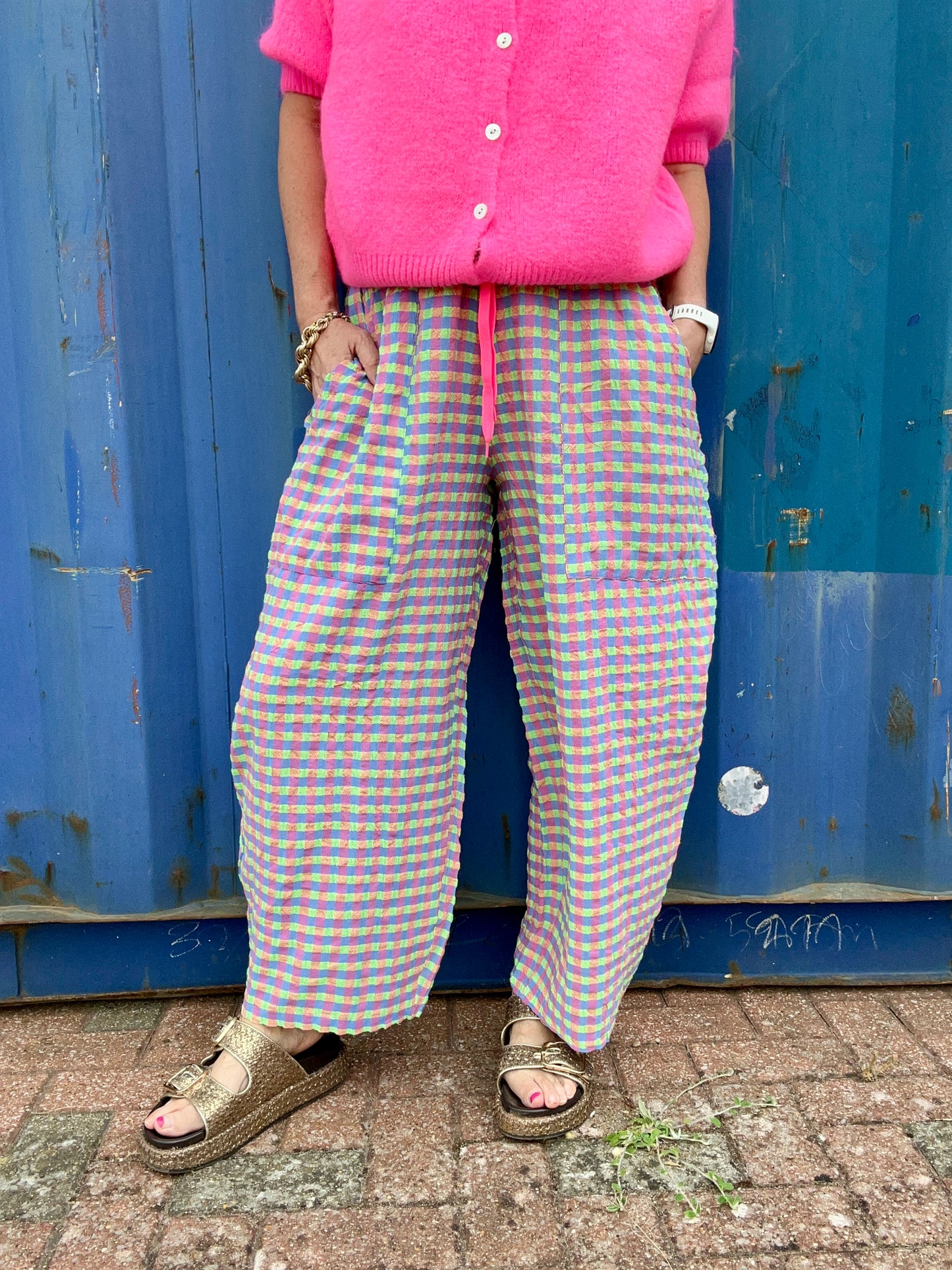 Riva relaxed trousers - Blue/Pink